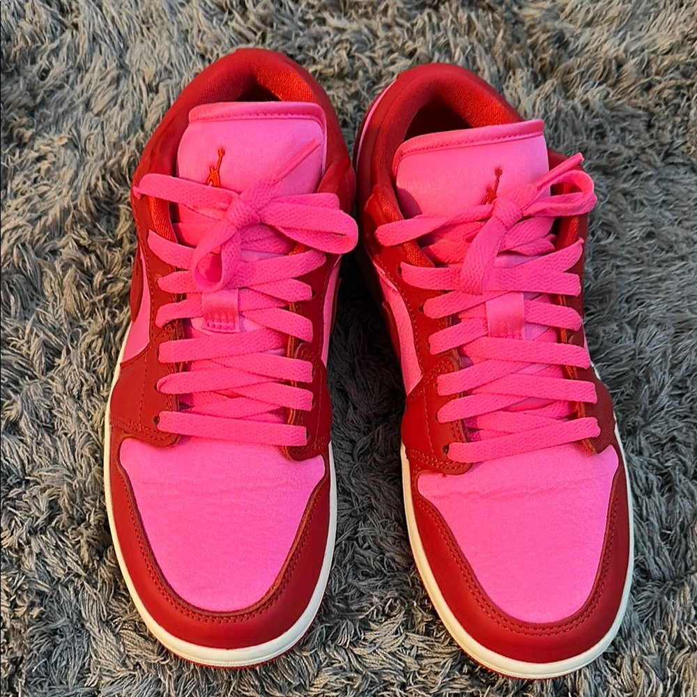 Nike Pink and Red Jordan 1 lows